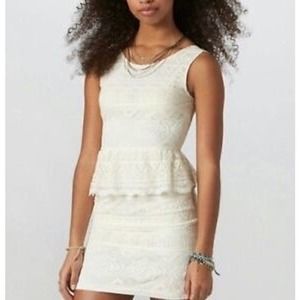 American Eagle Outfitters Ivory Lace Peplum Dress Size 12